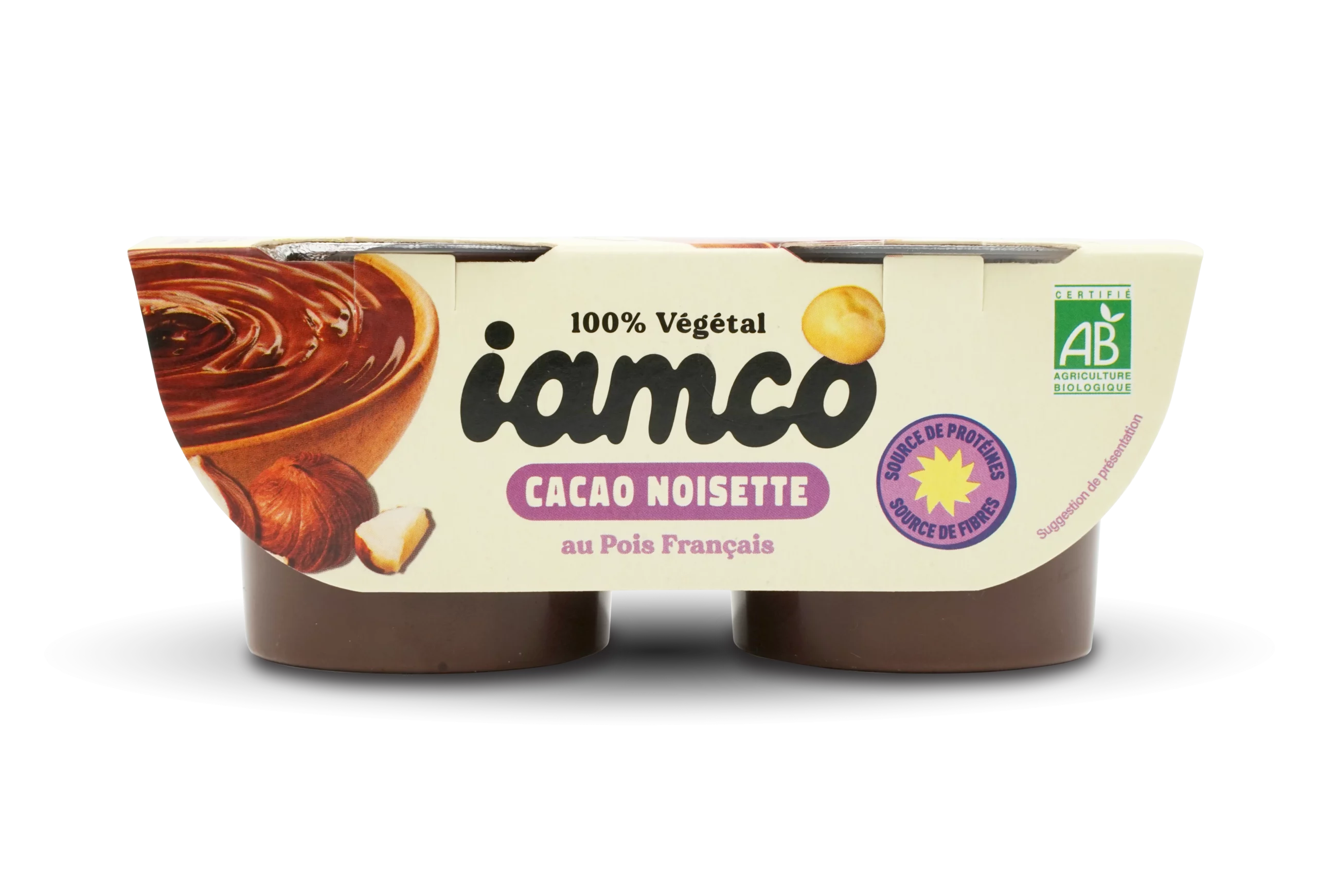 Iamco - Yaourt au jus de pois français parfum Cacao noisette